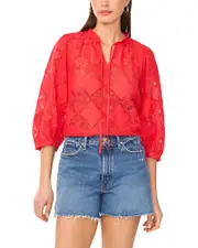Vince Camuto Split Neck Peasant Top