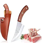 Handmade Stainless Steel Boning Knife Kitchen Forged Chinese Vegetable Knives Fishing Knife Meat Cleaver Outdoor Cutter Butcher Knife Sharp A-Viking Knife Camping BBQ (5 inch)