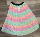 Unique Vintage Pastel Ombre Multicolor Pleated Hilty Skirt, M Medium