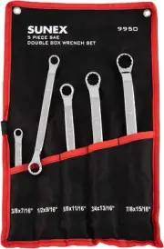 Sunex 9950 SAE Double Box Wrench Set, 5 Piece