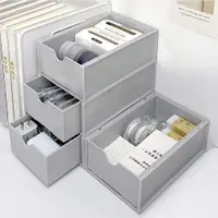 在飛比找松果購物優惠-桌上型可疊加日式抽屜整理盒 可堆疊 抽屜式收納盒 整理盒 彩