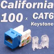 Lot 100 x Keystone 8P8C CAT6 RJ45 Network 110 Style Socket Punch Down Jack Blue