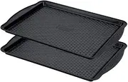 Prestige Aerolift Baking Trays for Oven Non Stick Set of 2 - Dishwasher Safe Oven Tray Set with Extra Large Handles, Durable Carbon Steel, L 43.5 cm W 30.3 cm H 2 cm Oven Trays