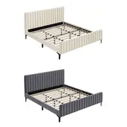 Oikiture Bed Frame Queen Double King Single Beds Velvet Fabric ROYO