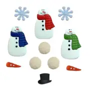 Building A Snowman Buttons Winter Christmas Craft Scrap Sewing Embellishments