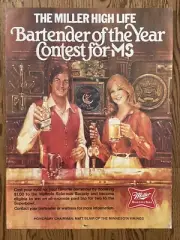Miller High Life Beer Vintage Poster Sign Bartender Contest Matt Blair MN Viking