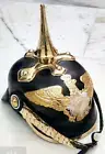 New Vintage WWI Replica German Officer Pickelhaube Leather Helmet Prussian Helm