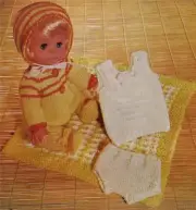 BABY DOLL PRAM SET 5 pieces /12" & 14" dolls - COPY doll knitting pattern