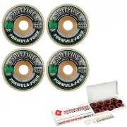 Spitfire Skateboard Wheels 53mm F4 101A Conical Green Print with Abec 5 Bearings