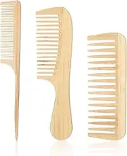 3Pcs Bamboo Combs Natural Wooden Comb Set, Natural Handmade Bamboo Anti-Static Comb Set,Natural Bamboo Comb Set Rat Tail Combs