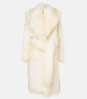 [Jacques Wei] Jacques Wei Herringbone shearling wrap coat AU 10 white