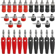 ATNSINC 30PCS Binding Posts Terminals 4mm Banana Plug Socket & Red and Black Gold Plated 4mm Female and Male Banana Plugs Banana Socket Terminal Connector