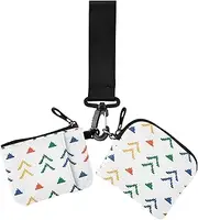 [Amooorous] Geometric White Women's Coin Pouches Card Holder Compact Size Zipper Purse Wallet with Wristlet Strap for Ladies 2 Pcs, Geometric white, 1 size, Casual