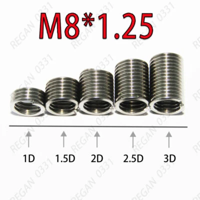 1500pcs M8x1.25x3D Metric Helicoil Screw Thread Wire Inserts 304 Stainless