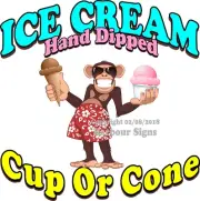 Hand Dipped Ice Cream DECAL (Choose Your Size) Monkey Concession Food Sticker
