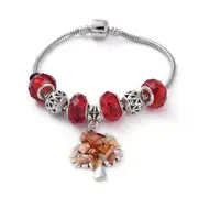 European Style Charm Bracelet - Tree of Life - Crystal - Gemstone - Carnelian