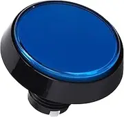 Push Button Switch, Buttons 60mm 2.4 Inch LED Push Button with LED Light 3‑Foot for Crane Machine Video Games Parts (Blue+LED+Three-Legged Switch)