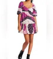 NWT Betsey Johnson Vintage Patchwork Printed Rayon Challis Babydoll Dress