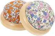 YOSADIER 2Pcs Wooden Base Pincushions Stable Needle Organizers for DIY Sewing Crafts Multi Functional Polyester Cushions for Quilting and Needle Storage Versatile Decoration and Practical