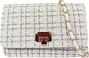 [RISEWRD] Women's Tweed Shoulder Handbag, Quilted Square Satchel, Chain Crossbody Bag, Evening Clutch Tote bag