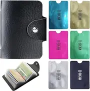 [JSTHHTT] Credit Card Holder,RFID Card Holder,Credit Card Holder RFID Blocking,Debit Card Wallet ID Bank Card Case,Anti Scan Bank Card Holder,Build in 24 Card Slot and 6 Pieces Credit Card Sleeves,