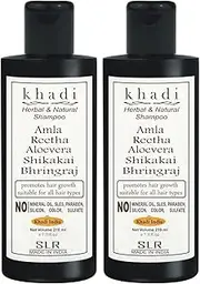 Khadi Amla Reetha Aloevera Shikakai Bhringraj Shampoo - Anti Hairfall & Anti Dandruff SLS-Paraben free Shampoo- 210 ml (Pack of 2)