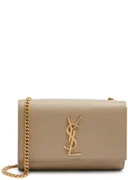 Saint Laurent Kate Small Leather Shoulder Bag, Leather Bag, Beige One Size