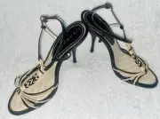 Casadei Pumps Heels Black & Tan Woven Pattern Women’s US Size 8.5 New In Box