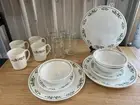 Vintage 1985 Corelle Holly Days Black Vein Christmas 20 Pc Dinnerware Set - EUC