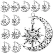[PLAFOPE] Alloy Moon and Sun Charms Diy Jewelry Making Pendants 20pcs Set for Necklace Earring Retro Charm Jewelry