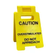 2025 Caution Overstimulated Desk Sign Do Not Approach Caution Sign Humor Gag Mini Warning Signage for 1pc