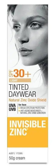 Invisible Zinc Anti-Ageing Facial Moisturising Sunscreen SPF 30+ (Tinted LIGHT) 50g