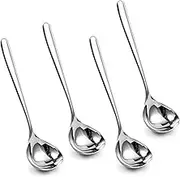 IMEEA 8-Inch Mini Sauce Gravy Ladle SUS304 Stainless Steel Deep Serving Soup Spoon, Set of 4 (Silver)