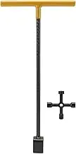 Water Meter Key Wrench 16" Steel T-Handle Curb Valve Tool with 4-way Universal Cross Key, Water Shut Off Tool for Valves Faucets(Yellow)