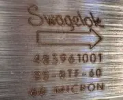 SWAGELOK Particulate Filter 60 Micron 1/2", SS-8TF-60, SS8TF60, ShipSameDay