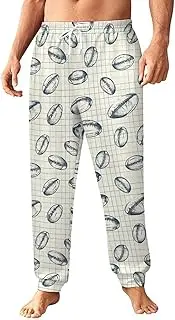 [Generic] Men's Sweatpants, Grid of Rugby Ball Sketches-50, Polyester Joggers, Sweatpants Jogging Pants for Workout Running