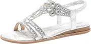 [JEUROT] Womens Wedge Sandals Rhinestone Open Toe Slingback Sandals with Elastic Ankle Strap Orthotic Bohemian Beach Shoes