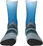 [JEJEA] Tiger Shark print Socks For Men and Women Men's Moisture Control Crew Socks Gifts For Golf, Hunting, Camping