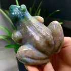 425G Amazing natural ocean jade crystal carved frog jade halo stone