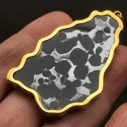 Natural Sericho Pallasite Meteorite Perfect Pendant Plated Stainless Steel Frame