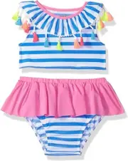 Mud Pie Girls' Baby Tassel Stripe Two Piece Swimsuit