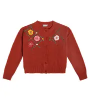 [Il Gufo] Il Gufo Embroidered wool cardigan Y 12 red