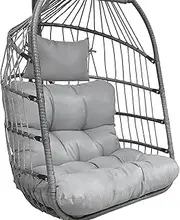 Enipate Outdoor Hanging Egg Chair Cushion, Water-Resistant Tufted Swing Basket Chairs Cushion Pads with Headrest Pillow