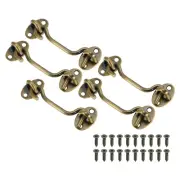 5Pcs 4" Hook Eye Latch, Privacy Hook and Eye Latch Gate Latch Lock, Bronze