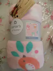 BABY BLANKET OWLS CARTERS PINK PLUSH TOO CUTE TO HOOT FLEECE GIRL SWADDLE NEW
