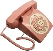 Push Button Landline Phone Wired Land Line Phone Retro Style Land Line Phone for Home Bar Bedroom House Business, pink