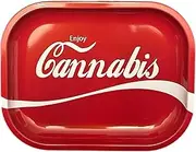 Rolling Tray - Small Metal Rolling Tray - Cute Decorative Tray - Perfect Storage for Home or On-The-Go-Small Size - 7'' x 5.5'', Multiple Variations (Enjoy Cannabis)