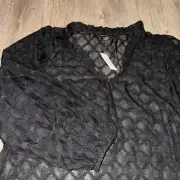 Banana Republic Black Blouse Women's Size XS Top Sheer Long Sleeve Witchy Goth