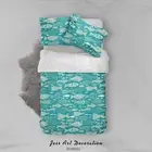3D Fish Hand Drawn Pattern Quilt Cover Set Bedding Sets Pillowcases Queen