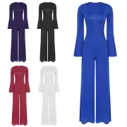 Women Romper Solid Color Unitard Ballet Jumpsuit Competition Costume Leotards